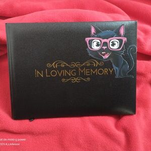 Memorial Book for Funeral Wake. In loving memory. Cat Motif
